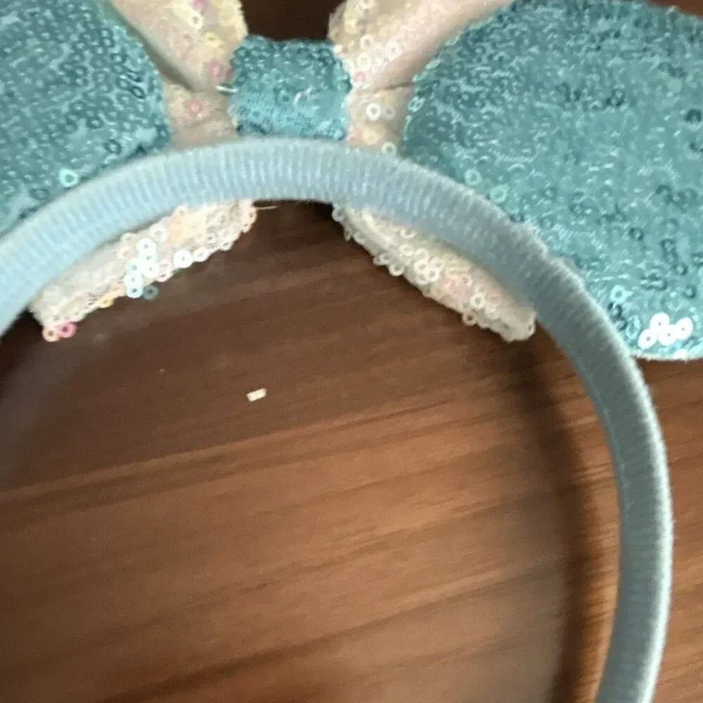 Girls Elsa Frozen Blue/White Sequin Padded Headband w/ Bow Snowflake, One Size